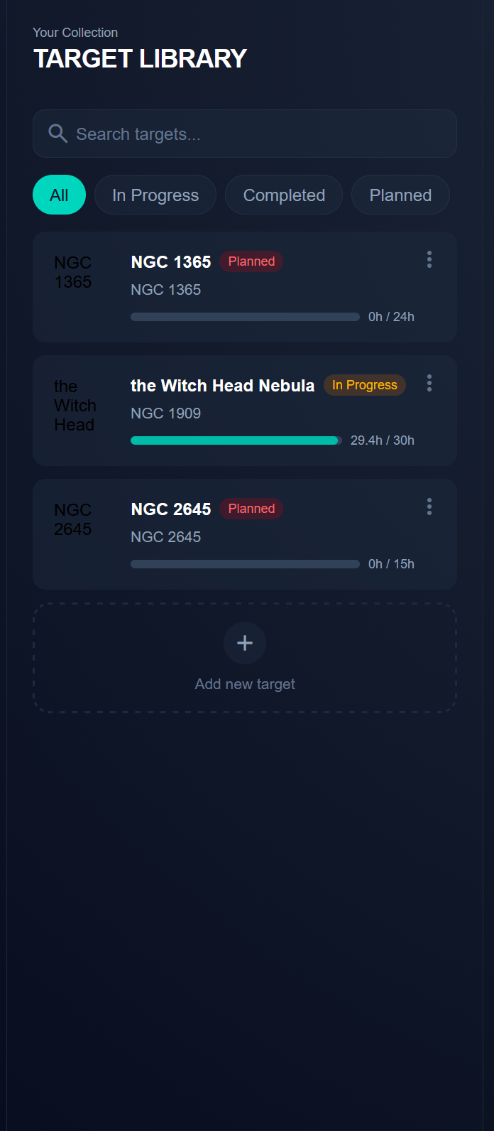 StellarLog Target Library